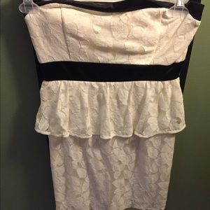 White and black trimmed dress