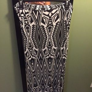 Black and white Aztec maxi skirt