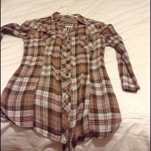 Pink and brown plaid shirt