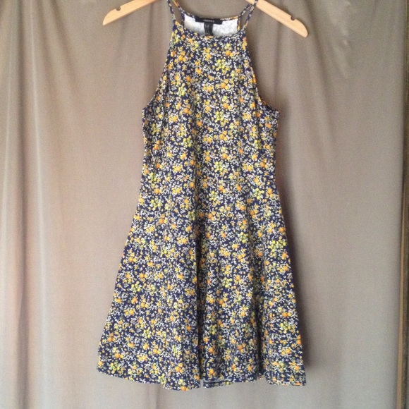 Navy floral print skater dress