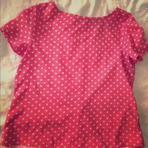 😘Pink with white polka dot top