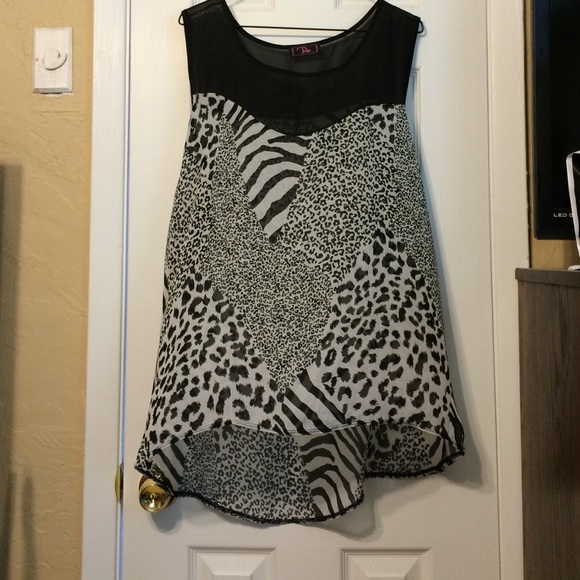 Sheer see-thru Animal print Top