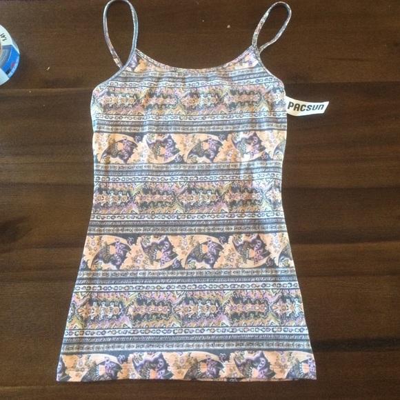 Nollie patterned tight fitting tank top