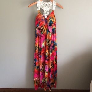 Crochet, Tropical, Maxi Dress