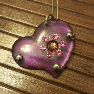 Transparent purple heart necklace