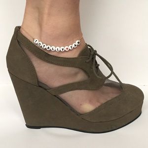 Green wedge shoes
