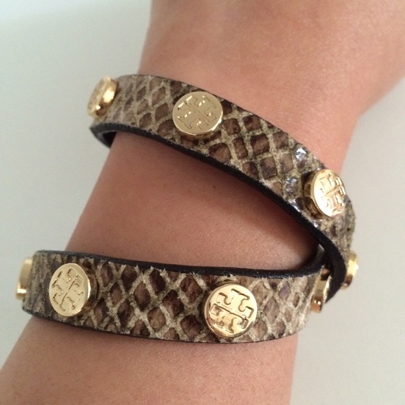 Tory Burch signature Double-Wrap Logo Bracelet.