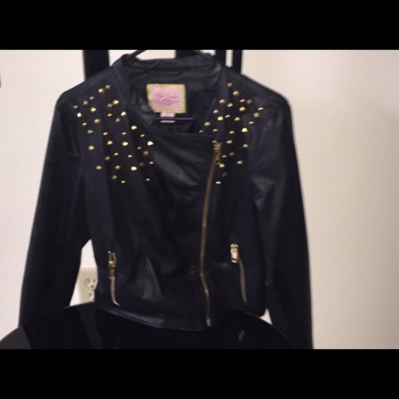 Black Gold Studded Faux Leather Jacket💋