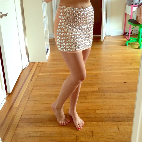 Pink embellished skirt