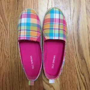 Girls size 3 Multi Color Plaid Flats NWT!