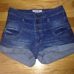 high-waisted, button-up jean shorts