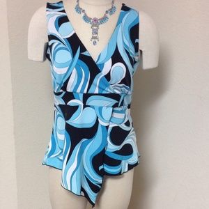 Black aqua light blues sleeveless top