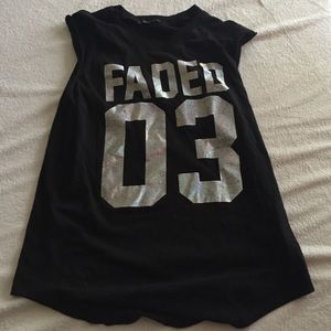 faded weed leaf holographic foil muscle tee