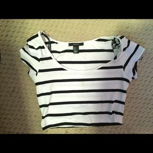 Black and white striped crop top