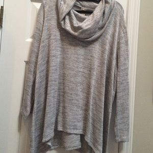 Faded Glory Grey/Silver Cowl Lightweight Sweater