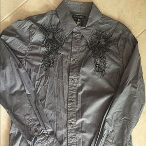 Men's Affliction Heather Grey long sleeve shirt
