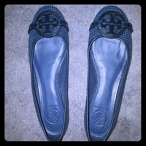 Tory Burch Navy Aaden perforated ballet flat