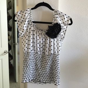 Super Cute White polka dot Top