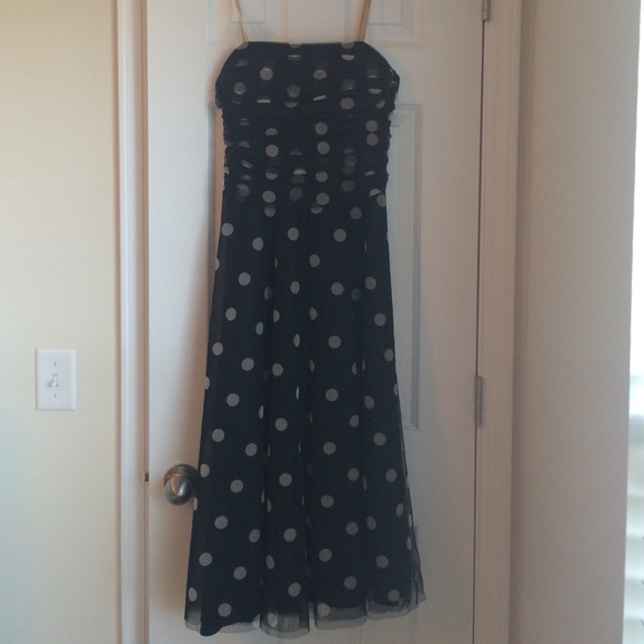 BCBG MaxAzria Strapless Black Polka Dot Dress