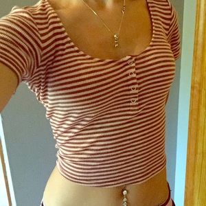 Crop top red striped shirt