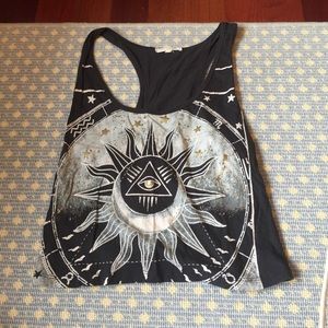 Racer back black graphic tank