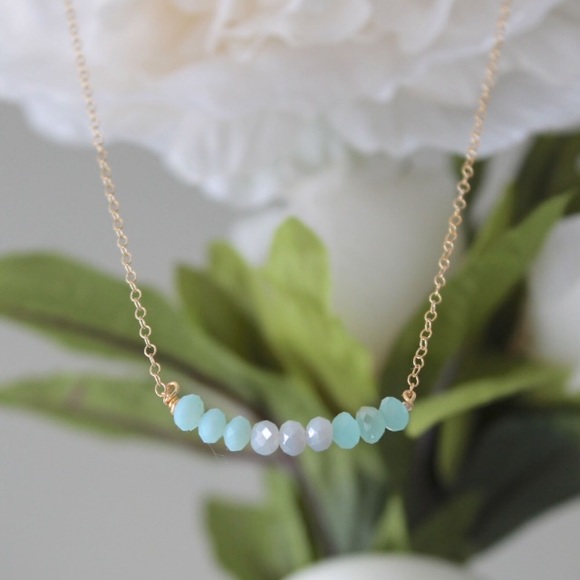 LucyMint Jewelry - Blue Ocean Ombré Delicate Necklace