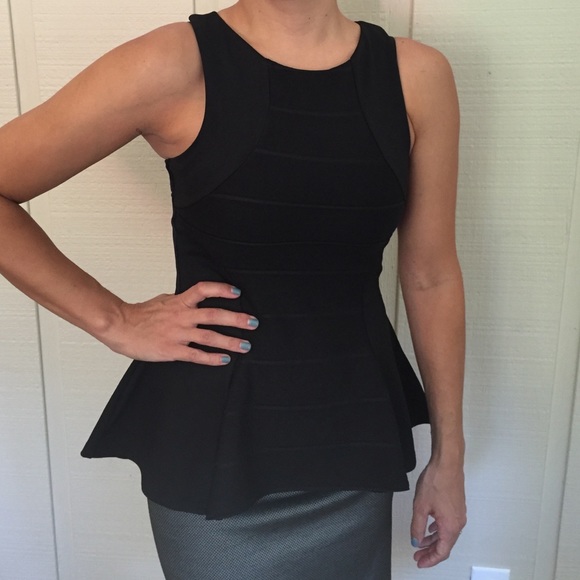 Miss Selfridge Black Sleeveless Peplum Top