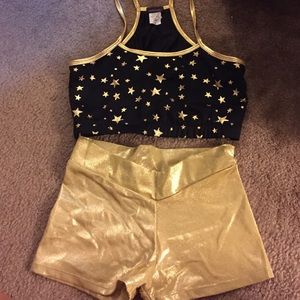 Black & gold sports bra