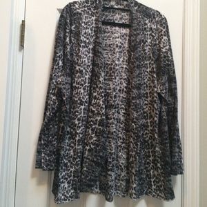 Dress Barn Grey Animal Print Cardi