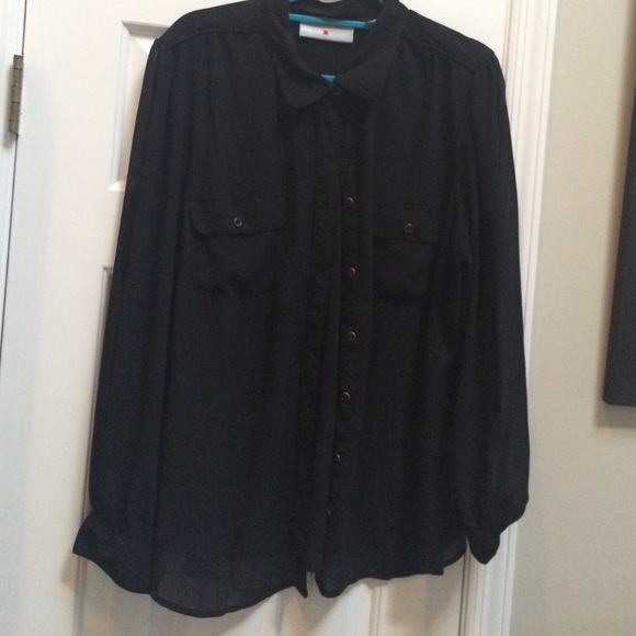 Avenue Sheer Black Button Down - Worn once!