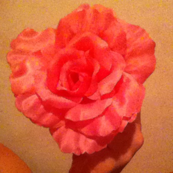 Pink hair flower clip