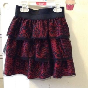 Red layered animal print skirt❤️