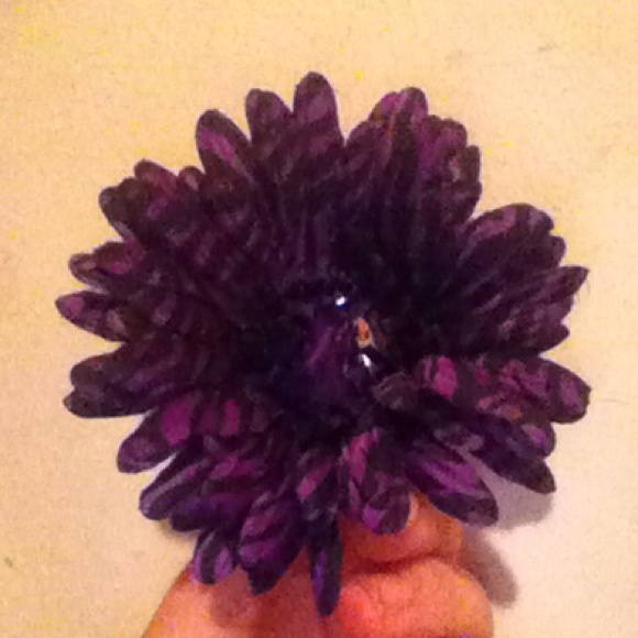 Purple and black zebra print hair clip