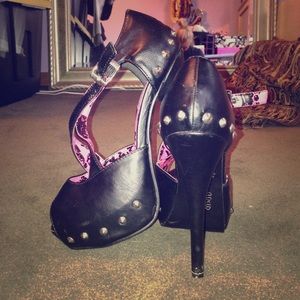 Black studded heels