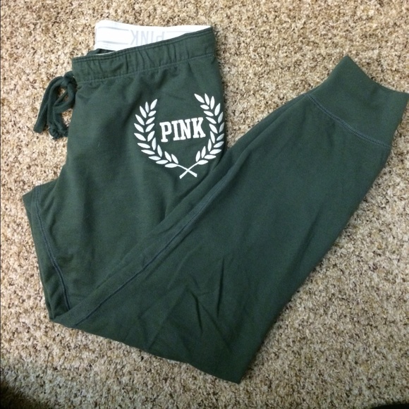 PINK Victoria's Secret Pants - Pink - Olive Green Skinny Sweats