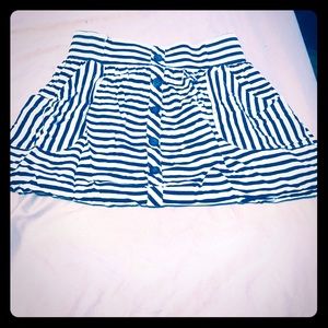 Black and white striped mini skirt