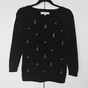 Black Knit Sweater with Jewels