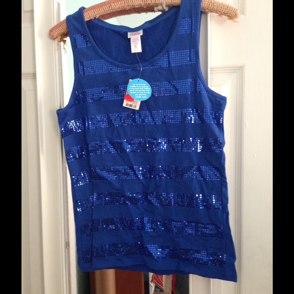 Girls blue tank with sparkles
