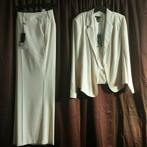 Eggshell colored suit