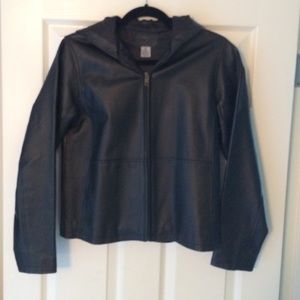 100% Leather Hooded Jacket