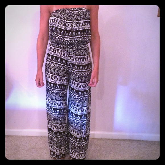 Black and white patterned jumpsuit