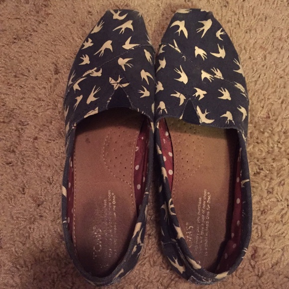 Navy blue Toms with birds