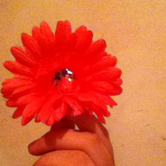 Pink hair flower hair clip