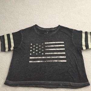 Grey American flag crop top.