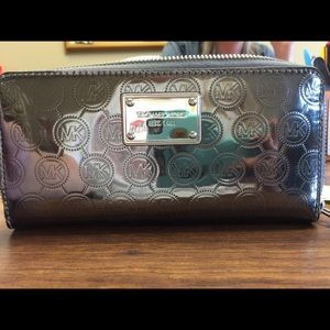 Metallic silver MK wallet