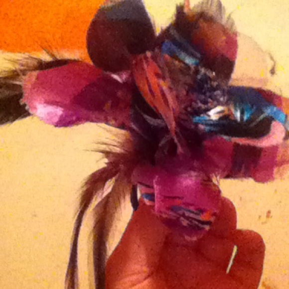 Purple and print hair flower clip