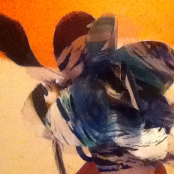 Blue, white and black hair flower clip