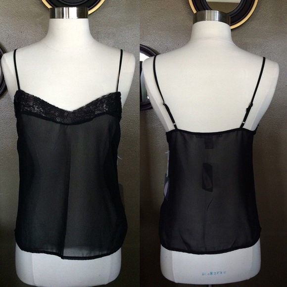 Surplice Sheer Lace Trimmed Cami