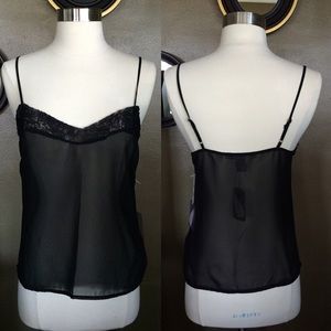 Surplice Sheer Lace Trimmed Cami