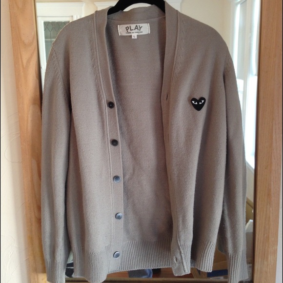 cdg play cardigan grey